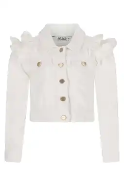 Wehkamp Le Chic spijkerjas met parels en ruches wit aanbieding