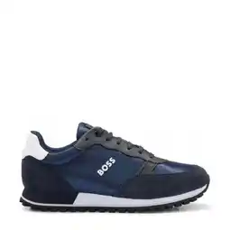 Wehkamp BOSS Parkour-L Runn NY N leren sneakers donkerblauw aanbieding
