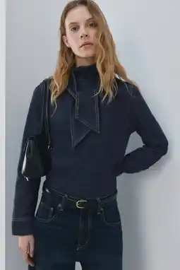 Wehkamp Mango denim top dark blue denim aanbieding