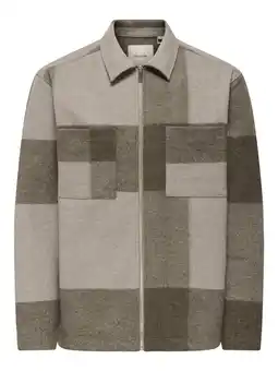 Wehkamp ONLY & SONS geruit overshirt beige aanbieding