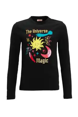Wehkamp Orange Stars longsleeve met printopdruk zwart aanbieding