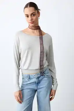 Wehkamp MANGO TEEN off shoulder trui grijs melange aanbieding