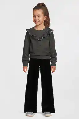 Wehkamp Anytime fluwelen wide leg broek zwart aanbieding
