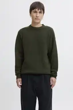 Wehkamp JACK & JONES ESSENTIALS gebreide trui met wol donkergroen aanbieding