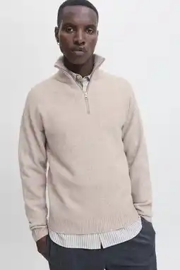 Wehkamp JACK & JONES ESSENTIALS gebreide trui met wol beige aanbieding