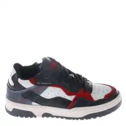 Wehkamp Hip leren sneakers grijs/wit/rood aanbieding