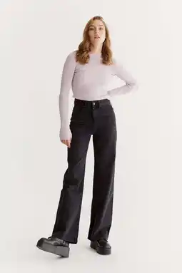 Wehkamp Cup of Joe Denim high wide leg jeans black denim aanbieding