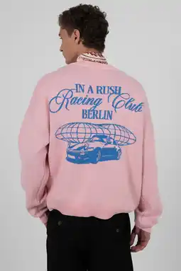 Wehkamp Prohibited gebreide trui met backprint roze aanbieding