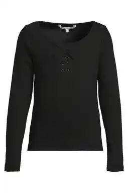 Wehkamp Coolcat geribde longsleeve met strikdetail leslie zwart aanbieding