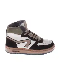 Wehkamp Hip leren sneakers donkerbruin/wit aanbieding