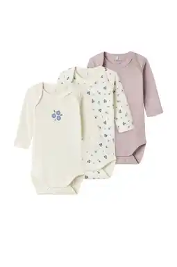 Wehkamp NAME IT BABY romper NBFBODY - mauve/ecru (set van 3) aanbieding