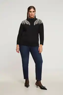 Wehkamp Mat Fashion sweater zwart met pailletten aanbieding