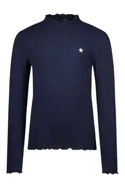 Wehkamp Like Flo longsleeve rib gebreid donkerblauw aanbieding
