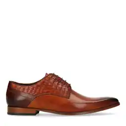 Wehkamp Black Label leren veterschoenen cognac aanbieding
