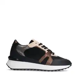 Wehkamp Manfield leren sneakers zwart/brons aanbieding