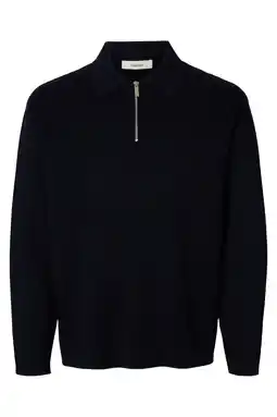 Wehkamp Selected pullover gebreid donkerblauw aanbieding