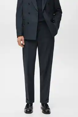 Wehkamp Mango Man slim pantalon donkerblauw aanbieding