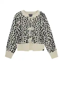 Wehkamp Indian Blue Jeans cardigan met panterprint beige gebreid aanbieding