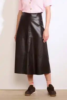Wehkamp LOLALIZA imitatieleren rok donkerbruin aanbieding
