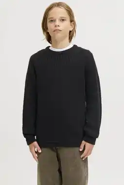 Wehkamp JACK & JONES JUNIOR trui zwart grof gebreid aanbieding
