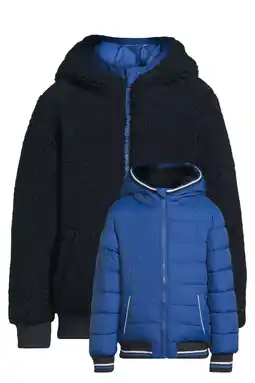 Wehkamp Anytime korte gewatteerde reversible jas blauw aanbieding