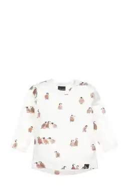 Wehkamp Babystyling baby longsleeve met all over print wit/bruin aanbieding