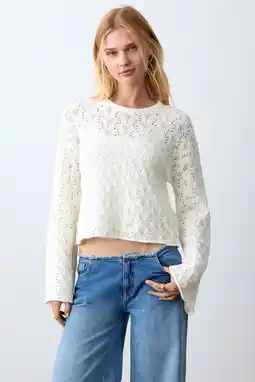 Wehkamp MANGO TEEN gebreide trui wit gehaakt aanbieding