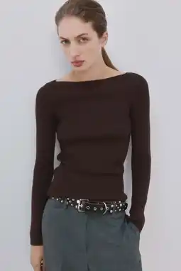 Wehkamp Mango gestreepte pullover donkerbruin rib gebreid aanbieding