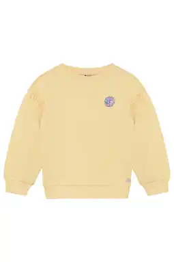 Wehkamp Daily7 sweater met backprint geel met glitter aanbieding