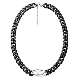 Wehkamp Diesel ketting DX1610931 Oval D Logo zwart aanbieding