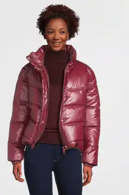 Wehkamp Anytime metallic gewatteerde jas donkerrood aanbieding