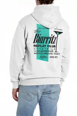Wehkamp REPLAY hoodie met backprint wit aanbieding