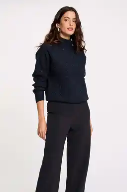 Wehkamp Morgan trui rib gebreid marineblauw aanbieding