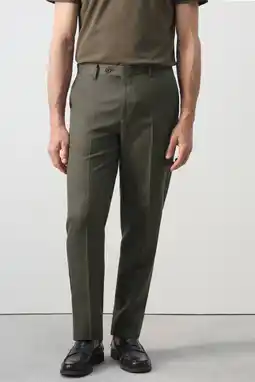 Wehkamp Mango Man slim pantalon met linnen groen aanbieding