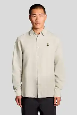 Wehkamp Lyle & Scott regular casual overhemd met linnen beige aanbieding