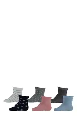 Wehkamp Apollo sokken - zwart/grijs/blauw/roze (set van 6) aanbieding