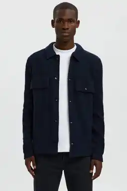 Wehkamp Selected wollen overshirt donkerblauw aanbieding