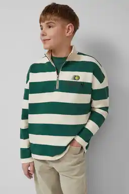 Wehkamp s.Oliver gestreepte sweater met backprint groen aanbieding