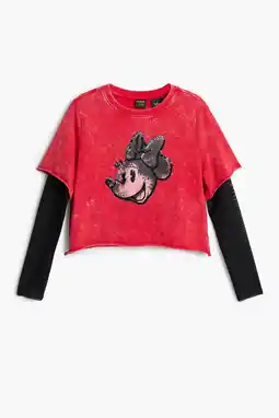 Wehkamp Desigual Mickey Mouse longsleeve rood met pailletten aanbieding