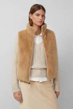 Wehkamp s.Oliver reversible bodywarmer met imitatiebont beige aanbieding