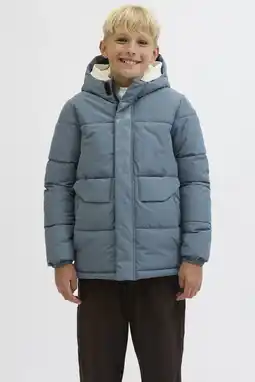 Wehkamp JACK & JONES JUNIOR gewatteerde jas grijsblauw aanbieding