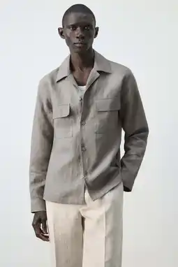 Wehkamp Mango Man regular casual overhemd met linnen taupe aanbieding