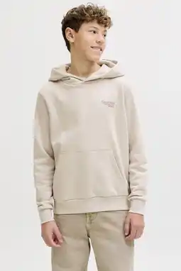 Wehkamp JACK & JONES JUNIOR hoodie met backprint beige aanbieding