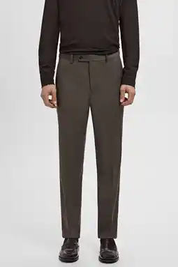Wehkamp Mango Man Milan slim geruite pantalon bruin aanbieding