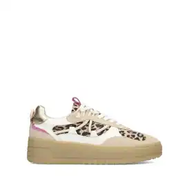 Wehkamp PS Poelman Anemone leren sneakers beige/wit/panter aanbieding