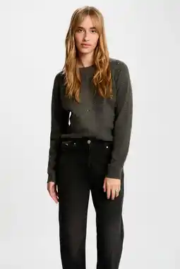 Wehkamp Morgan gebreide trui met wol grijs met glitter aanbieding