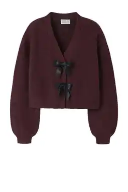 Wehkamp NAME IT KIDS gebreid vest met wol donkerrood aanbieding