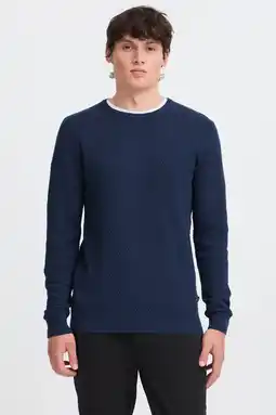 Wehkamp Blend pullover trui met ingebreid patroon donkerblauw aanbieding