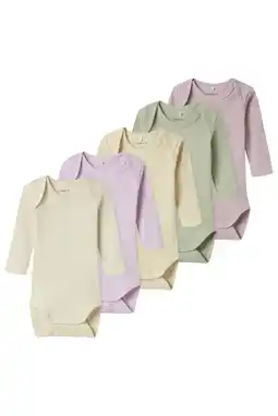 Wehkamp NAME IT BABY romper NBNBODY - roze/geel/groen (set van 5) aanbieding
