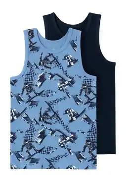 Wehkamp NAME IT KIDS hemd NKMTANK TOP SNOWBOARD - blauw/donkerblauw (set van 2) aanbieding